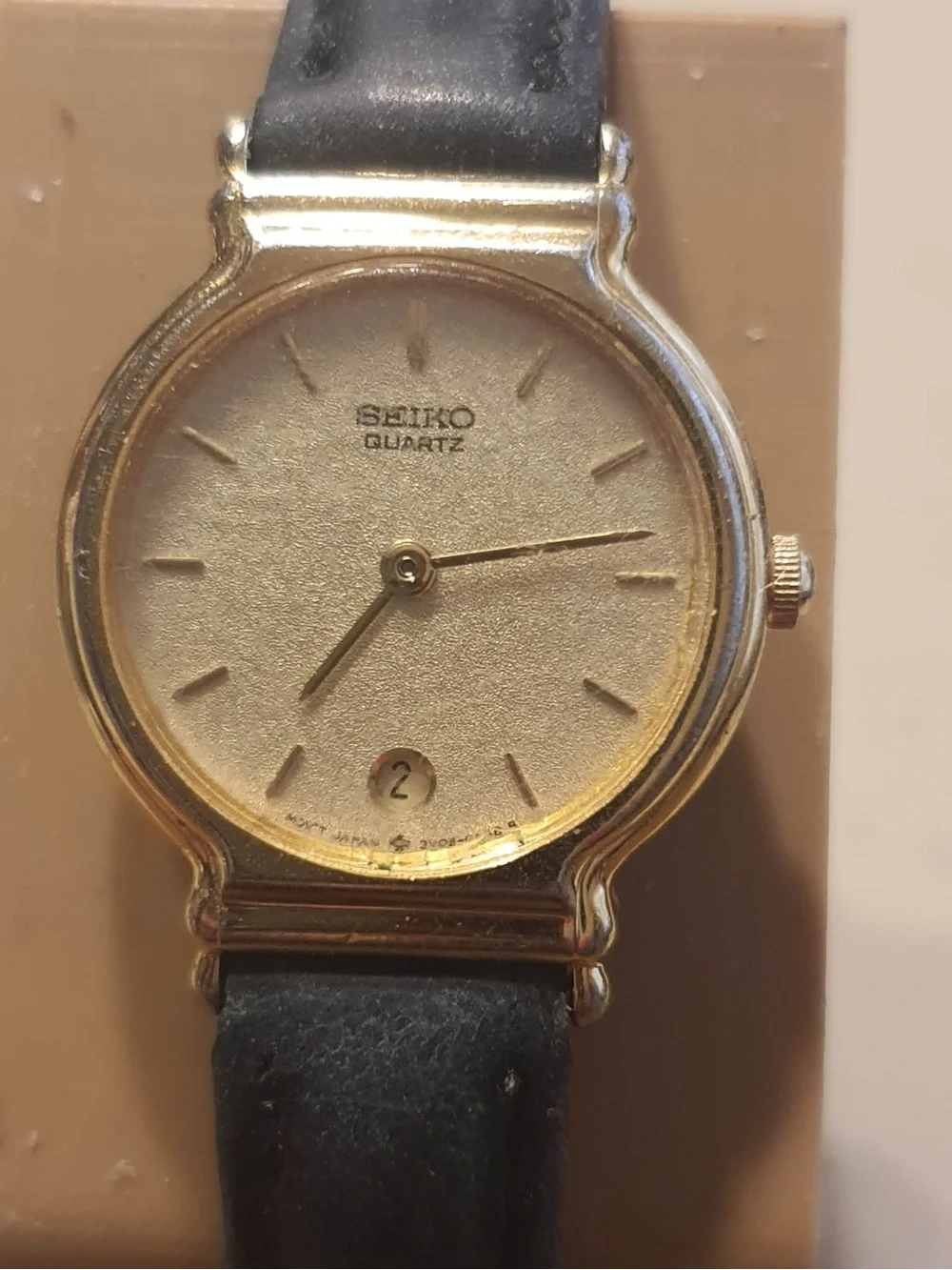 🦋10/$20🦋 Vtg Seiko 3Y09-0A10 Goldtone/Leather Women's Watch w/Date